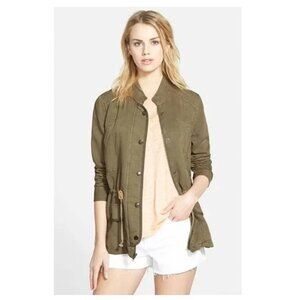 Hinge Drapey Military Olive Army Green Drawstring Utility Jacket